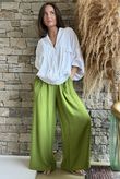 Basso Shirring Wide Leg Pant Verde 